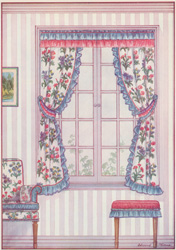 Bed room drapery for an in-swinging casement